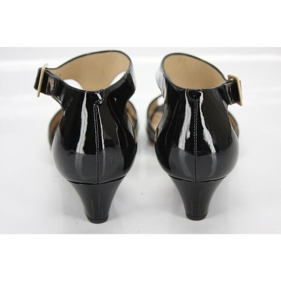 Jimmy Choo Black Patent Leather Treat T Strap Demi Wedge Sandal - Picture 8 of 11